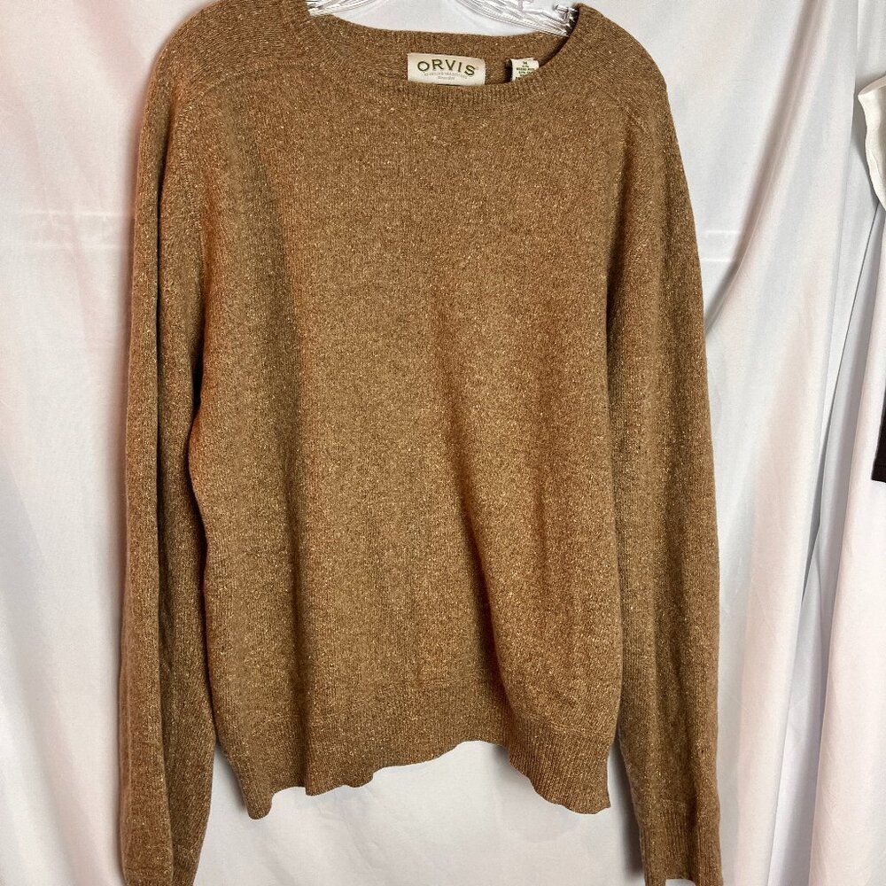 Men's Gold Orvis wool/silk blend crewneck pullover sweater Size M